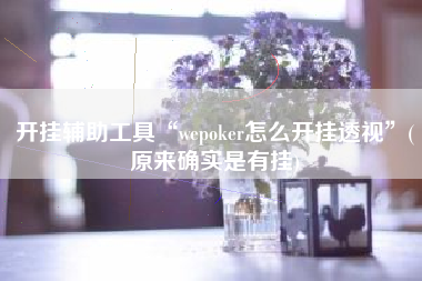 开挂辅助工具“wepoker怎么开挂透视”(原来确实是有挂)
