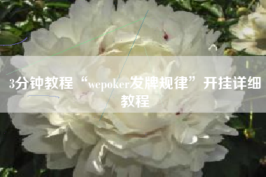 3分钟教程“wepoker发牌规律	”开挂详细教程