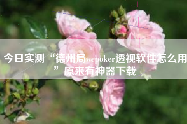 今日实测“德州局wepoker透视软件怎么用”原来有神器下载