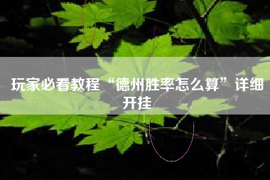 玩家必看教程“德州胜率怎么算”详细开挂