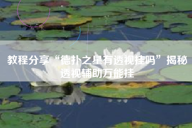 教程分享“德扑之星有透视挂吗	”揭秘透视辅助万能挂