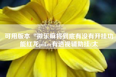 可用版本“微乐麻将到底有没有开挂功能红龙poker有透视辅助挂(太