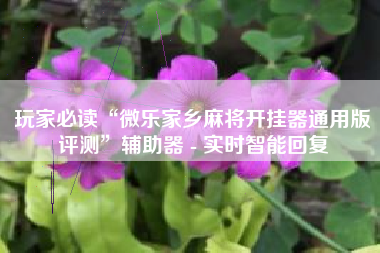 玩家必读“微乐家乡麻将开挂器通用版评测”辅助器 - 实时智能回复