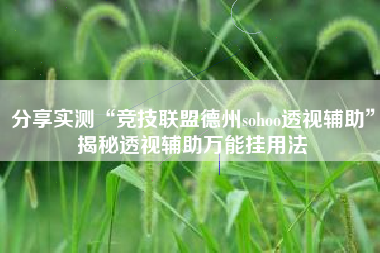 分享实测“竞技联盟德州sohoo透视辅助	”揭秘透视辅助万能挂用法