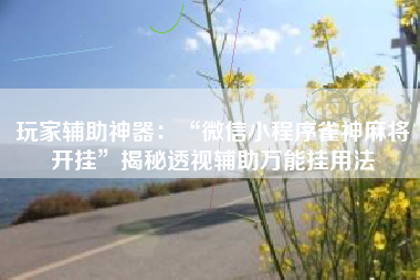 玩家辅助神器：“微信小程序雀神麻将开挂	”揭秘透视辅助万能挂用法