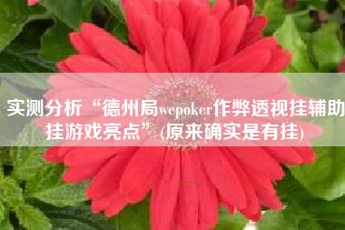 实测分析“德州局wepoker作弊透视挂辅助挂游戏亮点	”(原来确实是有挂)