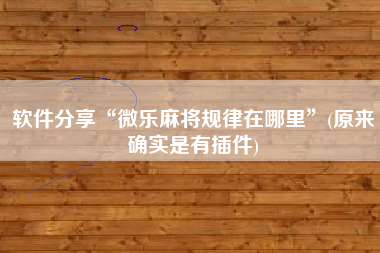 软件分享“微乐麻将规律在哪里	”(原来确实是有插件)