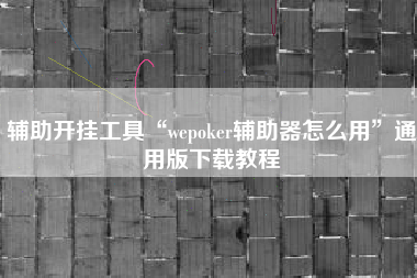 辅助开挂工具“wepoker辅助器怎么用	”通用版下载教程