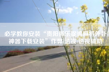 必学教你安装“贵阳微乐捉鸡麻将外卦神器下载安装	”作弊(透视)透视辅助