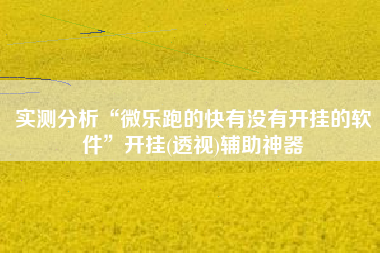 实测分析“微乐跑的快有没有开挂的软件”开挂(透视)辅助神器