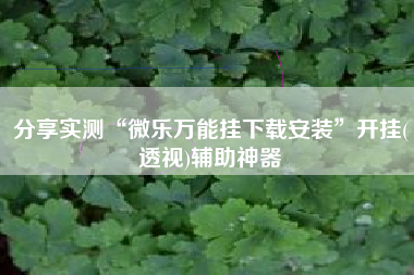 分享实测“微乐万能挂下载安装”开挂(透视)辅助神器