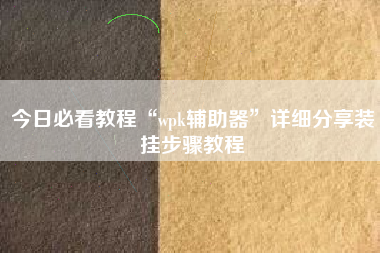 今日必看教程“wpk辅助器	”详细分享装挂步骤教程