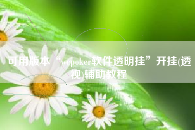 可用版本“wepoker软件透明挂	”开挂(透视)辅助教程