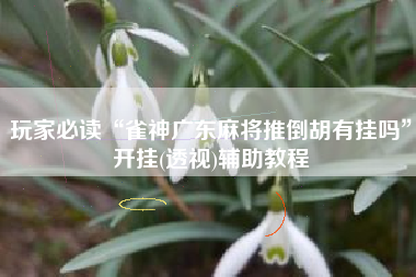 玩家必读“雀神广东麻将推倒胡有挂吗	”开挂(透视)辅助教程