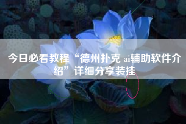 今日必看教程“德州扑克 ai辅助软件介绍	”详细分享装挂