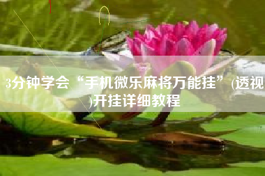 3分钟学会“手机微乐麻将万能挂	”(透视)开挂详细教程