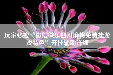 玩家必搜“微信微乐四川麻将免费挂游戏特色”开挂辅助详细