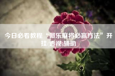 今日必看教程“微乐麻将必赢方法	”开挂(透视)辅助