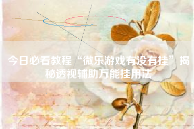 今日必看教程“微乐游戏有没有挂	”揭秘透视辅助万能挂用法