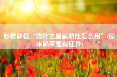 必看教程“德扑之星辅助挂怎么用”(原来确实是有插件)