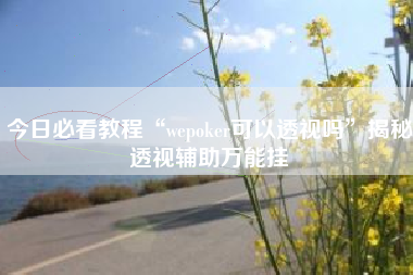 今日必看教程“wepoker可以透视吗	”揭秘透视辅助万能挂