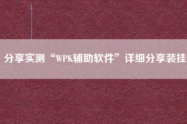 分享实测“WPK辅助软件”详细分享装挂