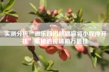 实测分析“微乐四川熊猫麻将小程序开挂”揭秘透视辅助万能挂