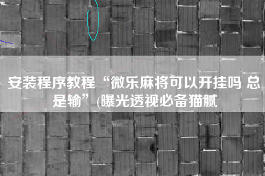 安装程序教程“微乐麻将可以开挂吗 总是输”(曝光透视必备猫腻
