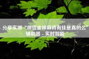 分享实测“微信雀神麻将有挂是真的么”辅助器 - 实时智能