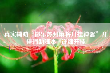 真实辅助“微乐苏州麻将开挂神器”开挂辅助脚本+详细开挂