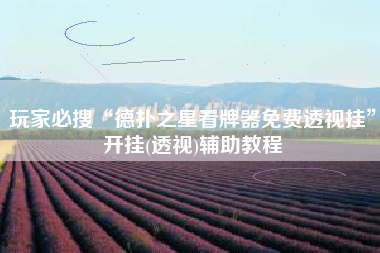玩家必搜“德扑之星看牌器免费透视挂”开挂(透视)辅助教程