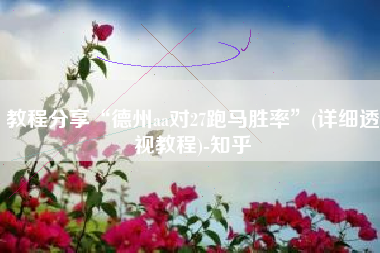 教程分享“德州aa对27跑马胜率”(详细透视教程)-知乎