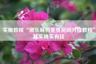 实操教程“微乐麻将免费房间开挂教程”其实确实有挂