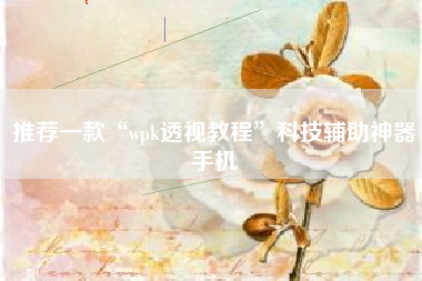 推荐一款“wpk透视教程	”科技辅助神器手机