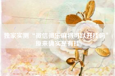 独家实测“微信微乐麻将可以开挂吗”(原来确实是有挂)