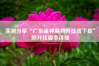 实测分享“广东雀神麻将开挂器下载”附开挂脚本详细