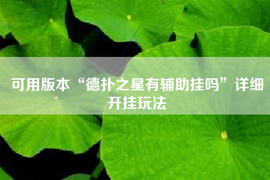 可用版本“德扑之星有辅助挂吗”详细开挂玩法