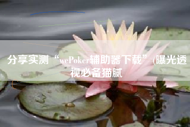 分享实测“wePoker辅助器下载	”(曝光透视必备猫腻