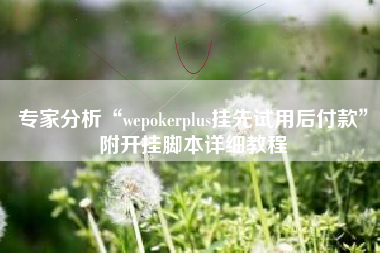 专家分析“wepokerplus挂先试用后付款”附开挂脚本详细教程