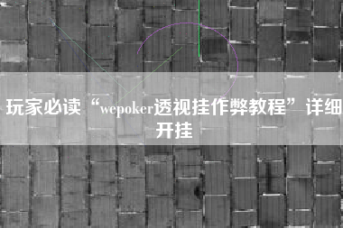 玩家必读“wepoker透视挂作弊教程”详细开挂