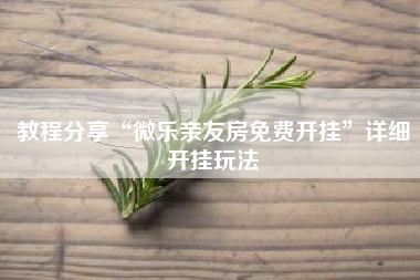 教程分享“微乐亲友房免费开挂”详细开挂玩法