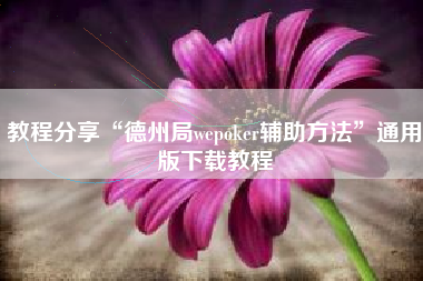 教程分享“德州局wepoker辅助方法	”通用版下载教程