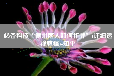 必备科技“德州两人如何作弊”(详细透视教程)-知乎