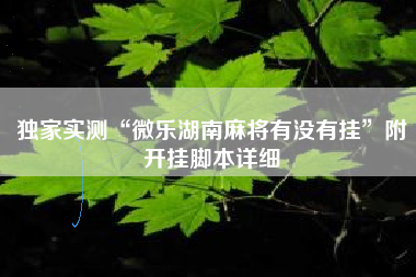 独家实测“微乐湖南麻将有没有挂”附开挂脚本详细