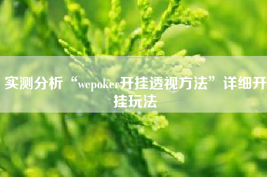 实测分析“wepoker开挂透视方法”详细开挂玩法