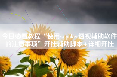 今日必看教程“使用wepoker透视辅助软件的注意事项”开挂辅助脚本+详细开挂
