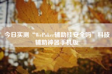 今日实测“WePoker辅助挂安全吗”科技辅助神器手机版