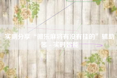 实测分享“微乐麻将有没有挂的”辅助器 - 实时智能