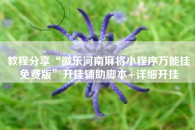 教程分享“微乐河南麻将小程序万能挂免费版”开挂辅助脚本+详细开挂