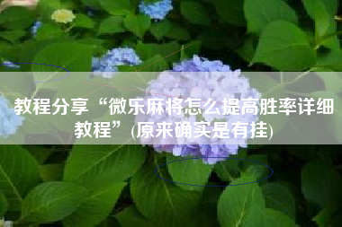 教程分享“微乐麻将怎么提高胜率详细教程	”(原来确实是有挂)